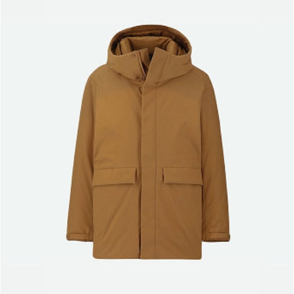 Uniqlo Jacket Hybrid Down Parka Men Size XS Brown Tan Hooded